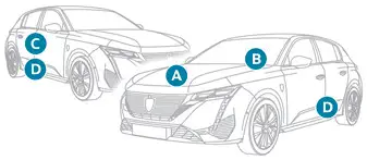 Peugeot 308 > Elementos de identificación